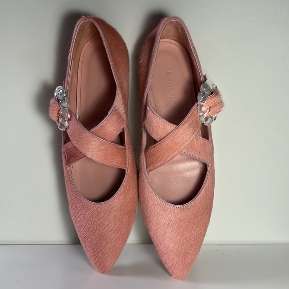 Simone Rocha Pink Ponyhair Pointed Flats w/Crisscross Straps Eur 38, US 7.5-8 - Picture 5 of 10